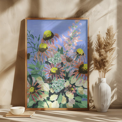 Echinacea Blue Sky - Stretched Canvas, Poster or Fine Art Print I Heart Wall Art