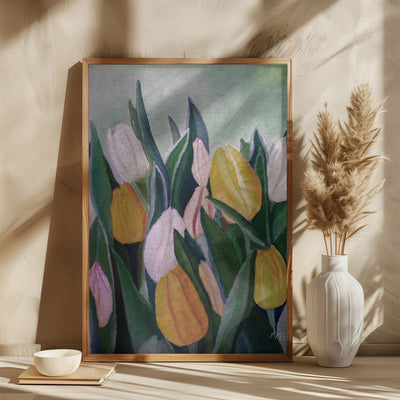 Evening Tulips - Square Stretched Canvas, Poster or Fine Art Print I Heart Wall Art