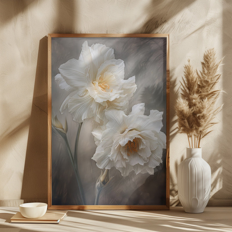 White Flowers 2 - Square Stretched Canvas, Poster or Fine Art Print I Heart Wall Art