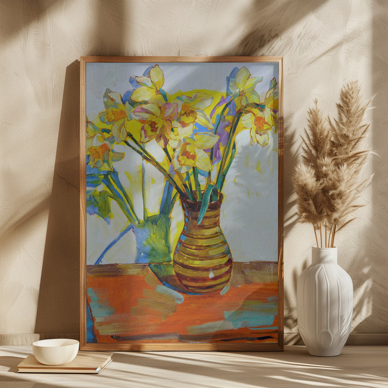 Yellow daffodils - Square Stretched Canvas, Poster or Fine Art Print I Heart Wall Art