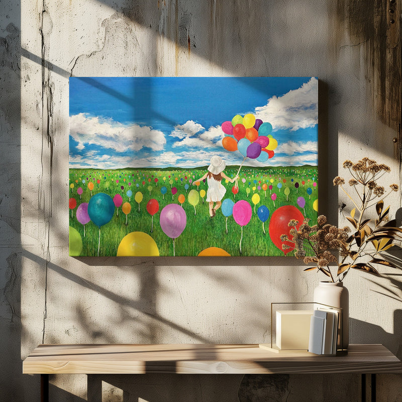 The Balloon Picker - Stretched Canvas, Poster or Fine Art Print I Heart Wall Art