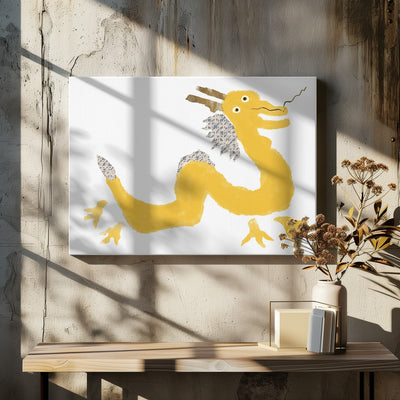 Yellow Dragon cut out - Stretched Canvas, Poster or Fine Art Print I Heart Wall Art