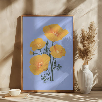 Bouquet of orange California poppies - Square Stretched Canvas, Poster or Fine Art Print I Heart Wall Art