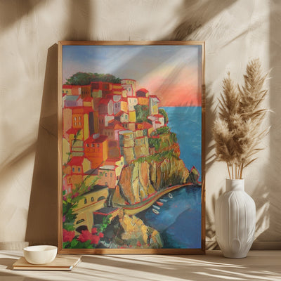 One of Five In Cinque Terre - Square Stretched Canvas, Poster or Fine Art Print I Heart Wall Art