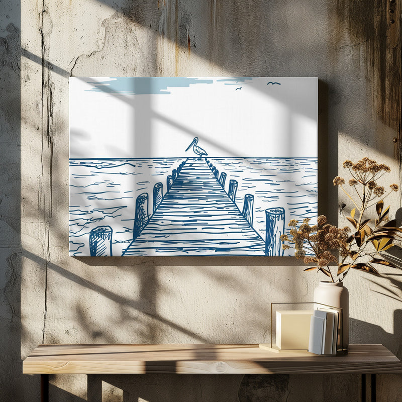 Pelican Pier - Stretched Canvas, Poster or Fine Art Print I Heart Wall Art