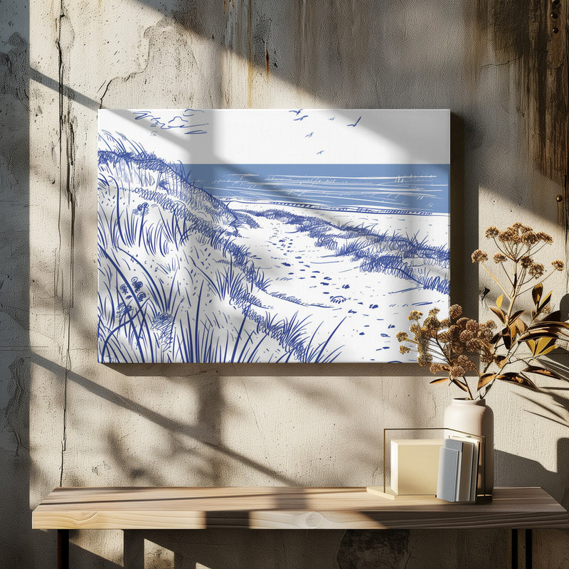 Seaside Sketch Horizontal - Stretched Canvas, Poster or Fine Art Print I Heart Wall Art