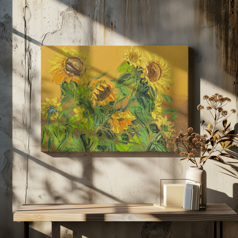 Sunflowers - Square Stretched Canvas, Poster or Fine Art Print I Heart Wall Art