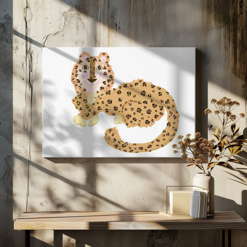 Cute Leopard - Stretched Canvas, Poster or Fine Art Print I Heart Wall Art