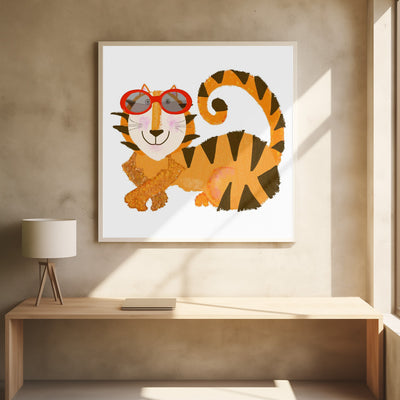 Tiger with Red sunglasses - Stretched Canvas, Poster or Fine Art Print I Heart Wall Art