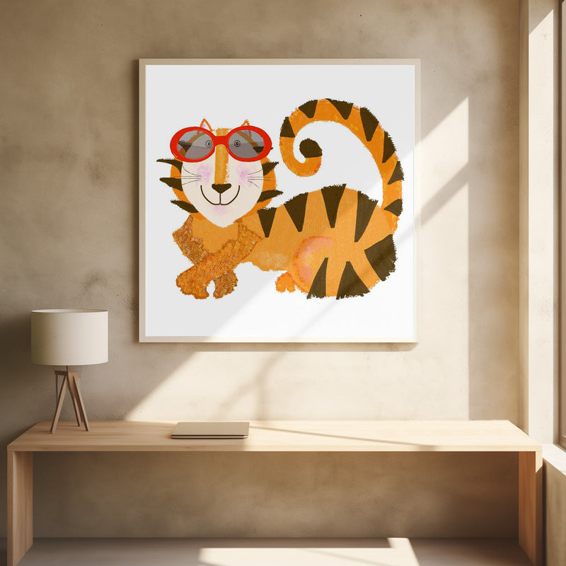 Tiger with Red sunglasses - Stretched Canvas, Poster or Fine Art Print I Heart Wall Art