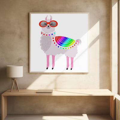 Llama with Red Sunglasses - Stretched Canvas, Poster or Fine Art Print I Heart Wall Art