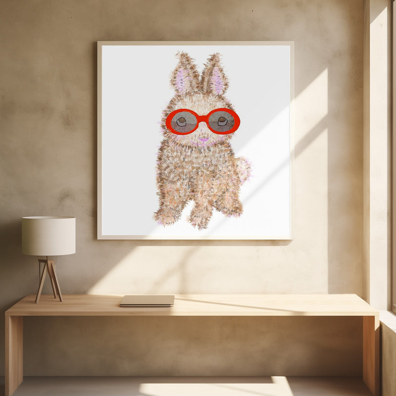 Bunny with Red Sunglasses - Stretched Canvas, Poster or Fine Art Print I Heart Wall Art