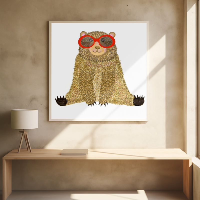 Bear with Red Sunglasses - Stretched Canvas, Poster or Fine Art Print I Heart Wall Art