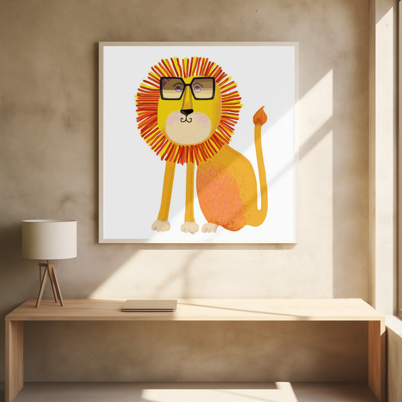 Lion with Sunglasses - Stretched Canvas, Poster or Fine Art Print I Heart Wall Art