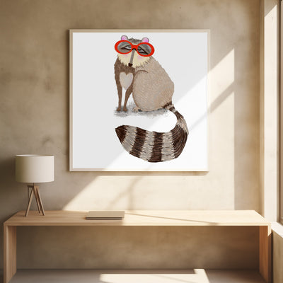 Raccoon with Red Sunglasses - Stretched Canvas, Poster or Fine Art Print I Heart Wall Art