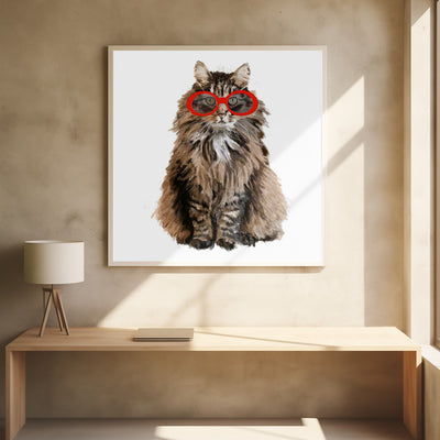 Cat with Red Sunglasses - Stretched Canvas, Poster or Fine Art Print I Heart Wall Art