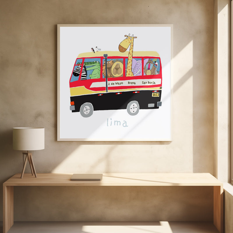 Jungle Animals in a Bus in Lima, Peru by Carla Daly - Stretched Canvas, Poster or Fine Art Print I Heart Wall Art