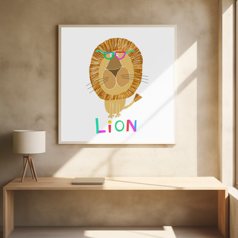 Funny Lion Wearing Glasses by Artist Carla Daly - Stretched Canvas, Poster or Fine Art Print I Heart Wall Art