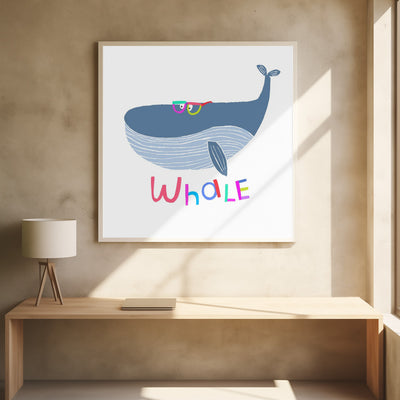 Cute Whale Wearing Colorful Glasses by Illustrator Carla Daly - Stretched Canvas, Poster or Fine Art Print I Heart Wall Art