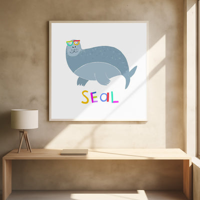 Happy Seal Wearing a Large Pair of Glasses by Carla Daly - Stretched Canvas, Poster or Fine Art Print I Heart Wall Art