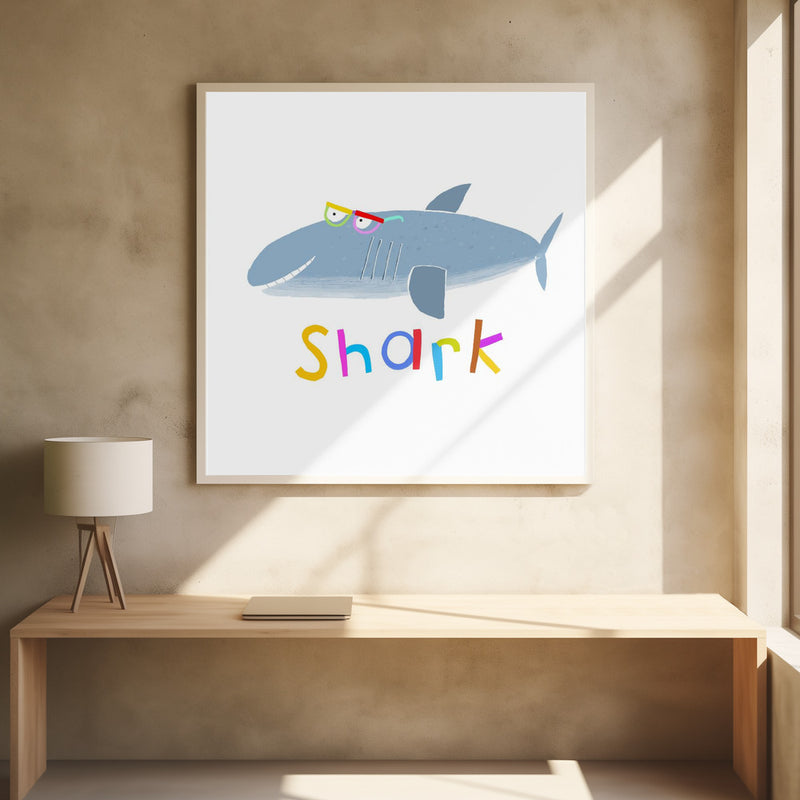 Funny Shark Wearing Glasses by Artist Carla Daly - Stretched Canvas, Poster or Fine Art Print I Heart Wall Art