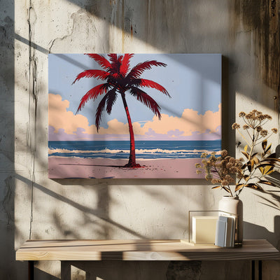 Crimson Palm Oasis - Stretched Canvas, Poster or Fine Art Print I Heart Wall Art