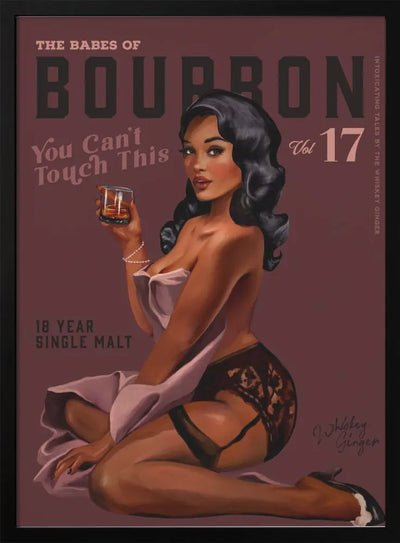 Babes of Bourbon Cant Touch This. Sexy Retro Pin Up Girl Whiskey Art - Stretched Canvas, Poster or Fine Art Print I Heart Wall Art