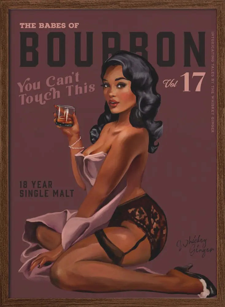 Babes of Bourbon Cant Touch This. Sexy Retro Pin Up Girl Whiskey Art - Stretched Canvas, Poster or Fine Art Print I Heart Wall Art