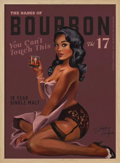 Babes of Bourbon Cant Touch This. Sexy Retro Pin Up Girl Whiskey Art - Stretched Canvas, Poster or Fine Art Print I Heart Wall Art