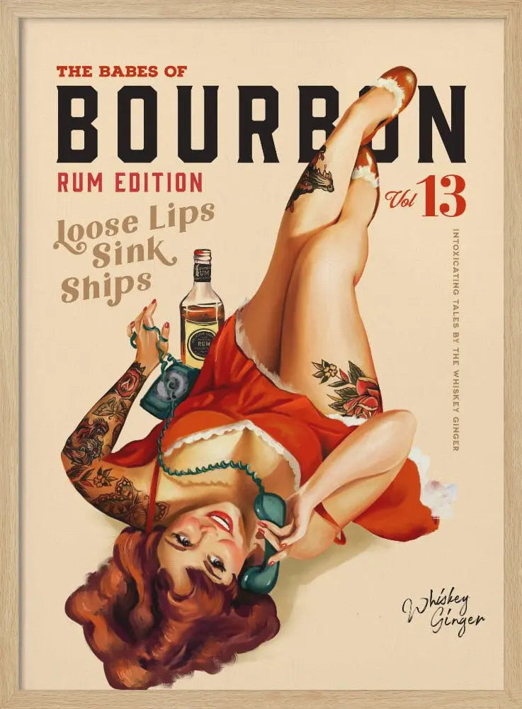 Babes of Bourbon Vol 13 Rum Drinking Pinup Girl Art - Stretched Canvas, Poster or Fine Art Print I Heart Wall Art