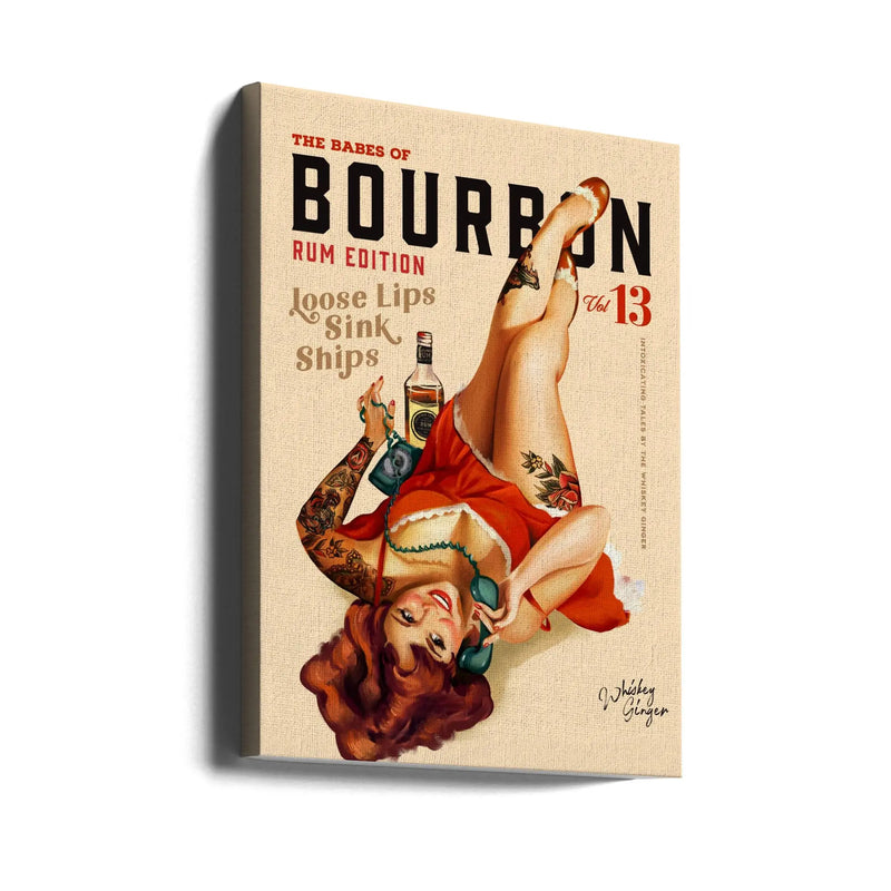 Babes of Bourbon Vol 13 Rum Drinking Pinup Girl Art - Stretched Canvas, Poster or Fine Art Print I Heart Wall Art