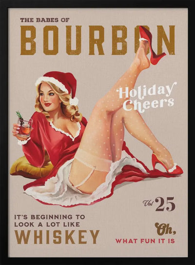 Babes of Bourbon Vol 25 Holiday Cheer Christmas Pinup - Stretched Canvas, Poster or Fine Art Print I Heart Wall Art