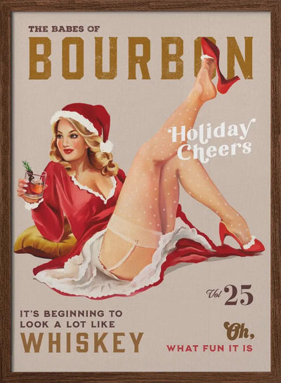 Babes of Bourbon Vol 25 Holiday Cheer Christmas Pinup - Stretched Canvas, Poster or Fine Art Print I Heart Wall Art