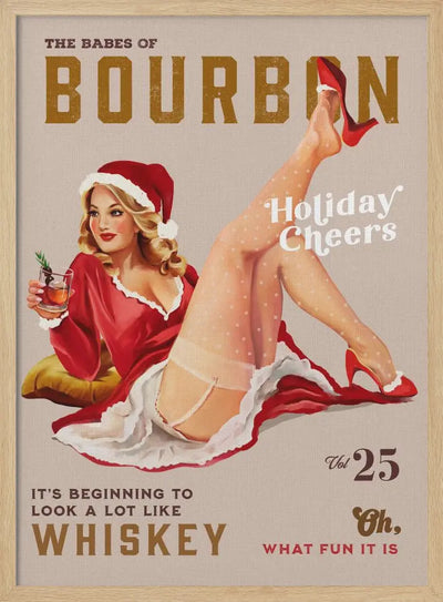 Babes of Bourbon Vol 25 Holiday Cheer Christmas Pinup - Stretched Canvas, Poster or Fine Art Print I Heart Wall Art