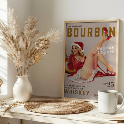 Babes of Bourbon Vol 25 Holiday Cheer Christmas Pinup - Stretched Canvas, Poster or Fine Art Print I Heart Wall Art