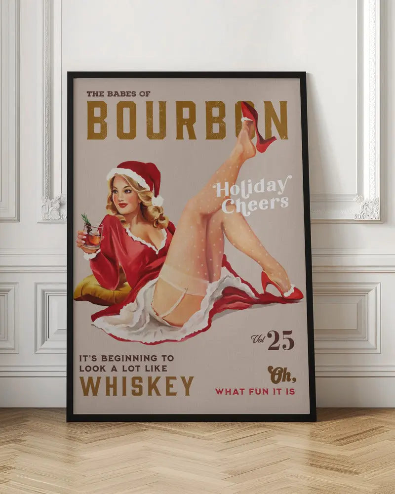 Babes of Bourbon Vol 25 Holiday Cheer Christmas Pinup - Stretched Canvas, Poster or Fine Art Print I Heart Wall Art