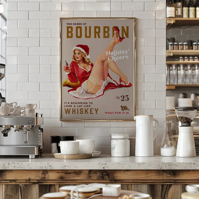 Babes of Bourbon Vol 25 Holiday Cheer Christmas Pinup - Stretched Canvas, Poster or Fine Art Print I Heart Wall Art