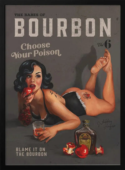 Babes of Bourbon Vol 6 Choose Your Poison Sexy Pinup - Stretched Canvas, Poster or Fine Art Print I Heart Wall Art