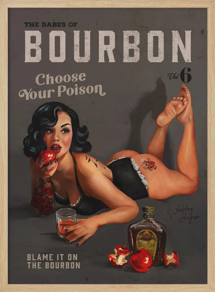 Babes of Bourbon Vol 6 Choose Your Poison Sexy Pinup - Stretched Canvas, Poster or Fine Art Print I Heart Wall Art