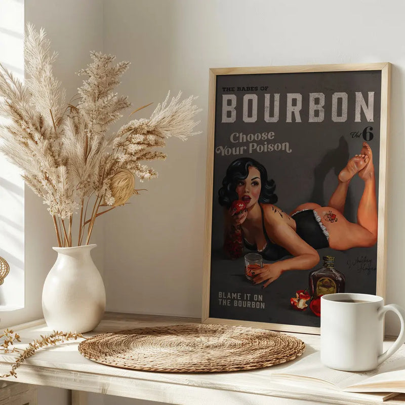 Babes of Bourbon Vol 6 Choose Your Poison Sexy Pinup - Stretched Canvas, Poster or Fine Art Print I Heart Wall Art