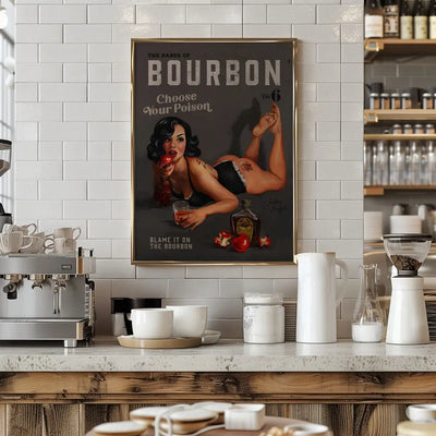 Babes of Bourbon Vol 6 Choose Your Poison Sexy Pinup - Stretched Canvas, Poster or Fine Art Print I Heart Wall Art