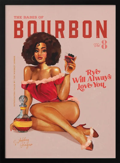 Babes of Bourbon Vol 8 Vintage Pinup Girl With Afro - Stretched Canvas, Poster or Fine Art Print I Heart Wall Art