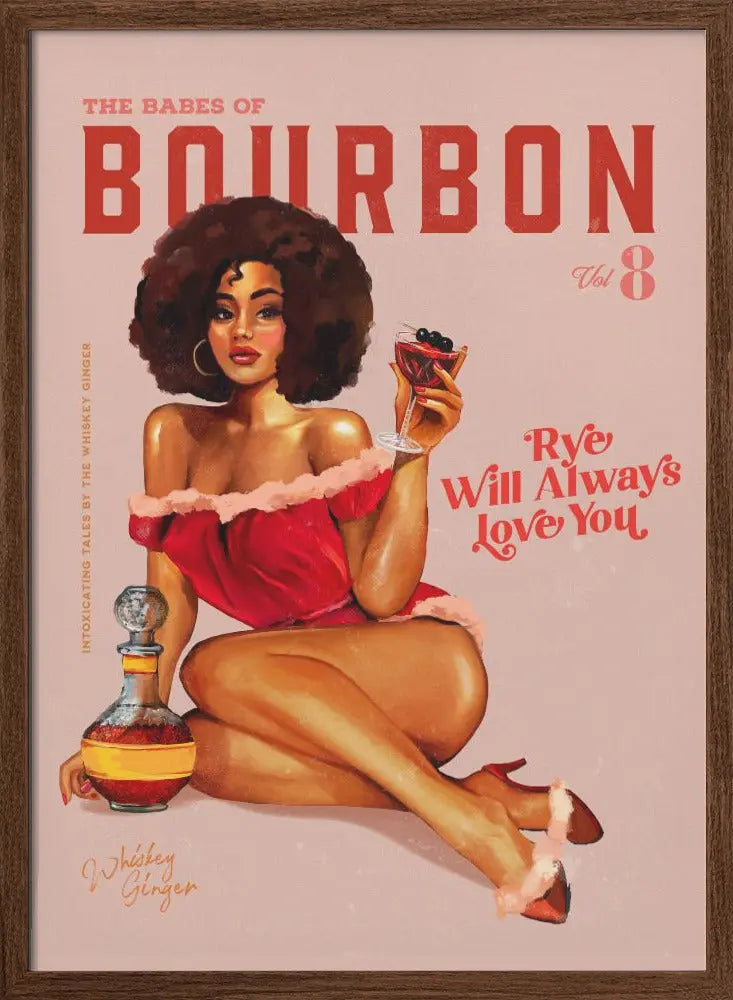 Babes of Bourbon Vol 8 Vintage Pinup Girl With Afro - Stretched Canvas, Poster or Fine Art Print I Heart Wall Art