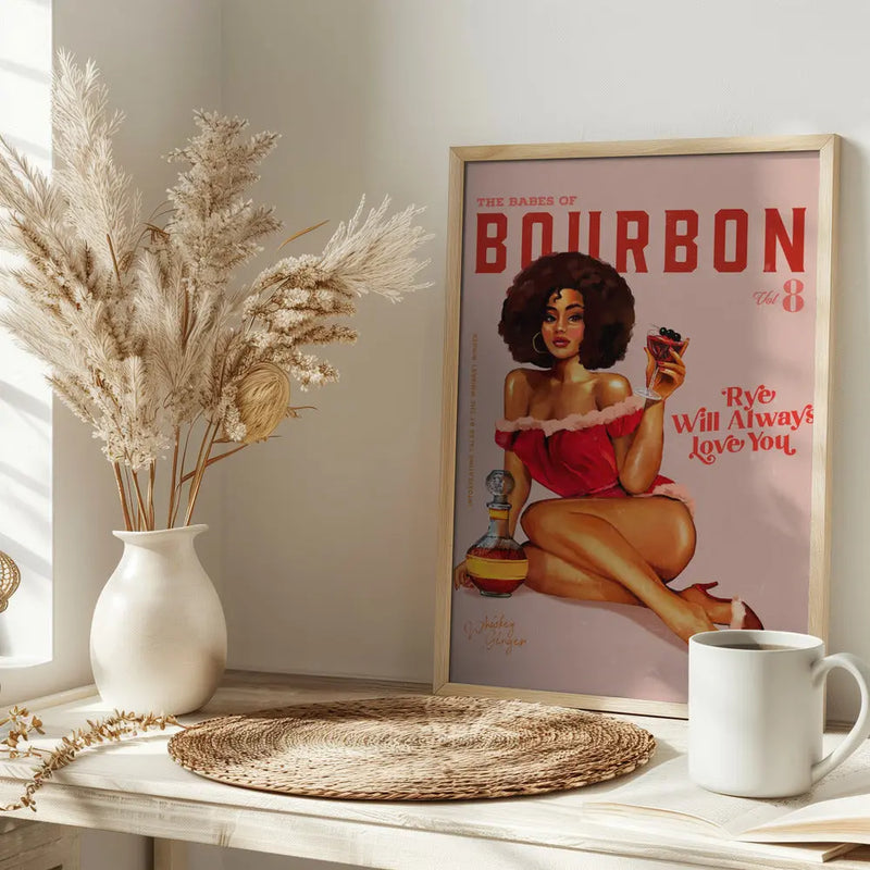 Babes of Bourbon Vol 8 Vintage Pinup Girl With Afro - Stretched Canvas, Poster or Fine Art Print I Heart Wall Art