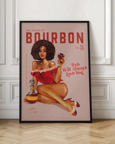 Babes of Bourbon Vol 8 Vintage Pinup Girl With Afro - Stretched Canvas, Poster or Fine Art Print I Heart Wall Art