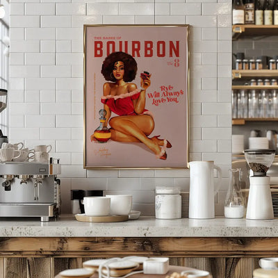 Babes of Bourbon Vol 8 Vintage Pinup Girl With Afro - Stretched Canvas, Poster or Fine Art Print I Heart Wall Art