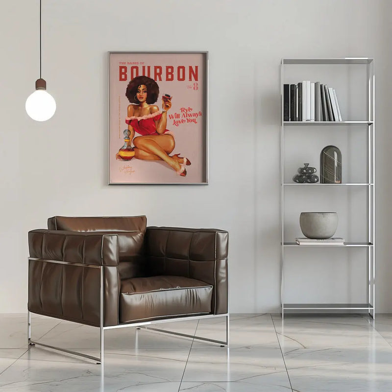 Babes of Bourbon Vol 8 Vintage Pinup Girl With Afro - Stretched Canvas, Poster or Fine Art Print I Heart Wall Art