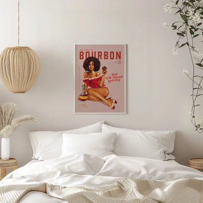 Babes of Bourbon Vol 8 Vintage Pinup Girl With Afro - Stretched Canvas, Poster or Fine Art Print I Heart Wall Art