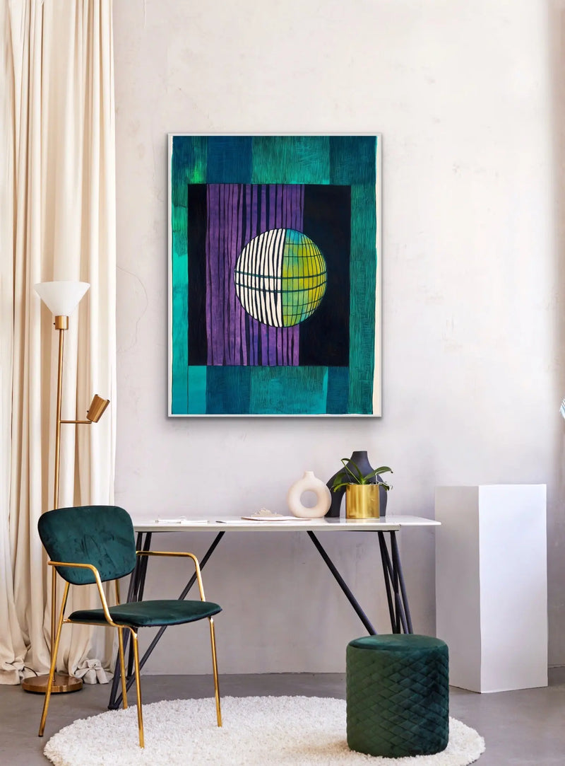 Back To The Future - Purple Green Geometric Bold Wall Canvas Print I Heart Wall Art Australia