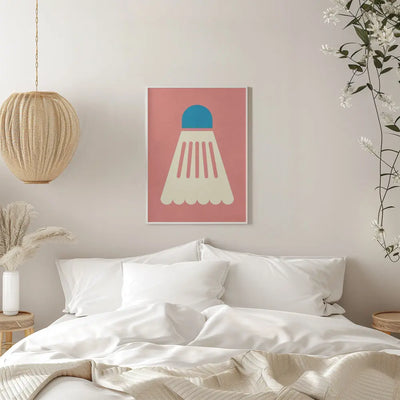 Badminton White Blue - Stretched Canvas, Poster or Fine Art Print I Heart Wall Art